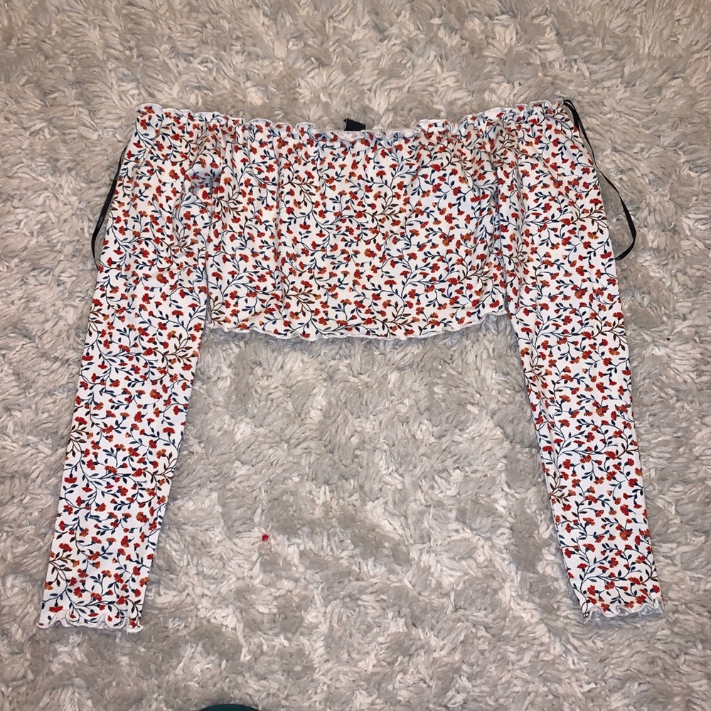 Floral off the shoulder crop top